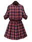 cheap Plus Size Dresses-Women&#039;s Cotton Sheath Dress - Plaid Pleated Stand / Spring / Fall