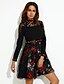 cheap Women&#039;s Dresses-Women&#039;s Street chic A Line Dress - Floral Lace / Flower Stand Spring Black M L XL