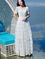 cheap Women&#039;s Dresses-Women&#039;s Going out Cute Swing Dress,Embroidered V Neck Maxi Short Sleeve White Polyester Summer