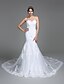 cheap Wedding Dresses-Wedding Dresses Mermaid / Trumpet Sweetheart Strapless Cathedral Train Lace Over Tulle Bridal Gowns With Beading Appliques 2023