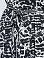 abordables Robes Femme-Femme Robe Trapèze manche longue Automne Découpé Imprime V Profond Soirée Coton Sans Doublure Noir