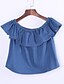 cheap Women&#039;s Blouses &amp; Shirts-Women&#039;s Going out Vintage Sexy Summer Blouse,Solid Boat Neck Short Sleeves Cotton Medium