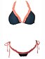 voordelige Bikini&#039;s &amp; Badmode-Dames Gestipt Retro Halter Donkerblauw Bikini Zwemkleding Zwempak Donkerblauw