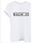 cheap Plus Size Tops-Women&#039;s T shirt Tee Letter Round Neck White Black Daily Weekend Clothing Apparel Cotton / Summer / Short Sleeve / Regular Fit