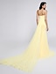 cheap Evening Dresses-Mermaid / Trumpet Elegant Dress Holiday Cocktail Party Watteau Train Sleeveless Strapless Chiffon with Pleats 2024