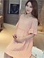 cheap Maternity Dresses-Maternity Holiday Cute Loose Dress,Solid Round Neck Above Knee Short Sleeve Pink Cotton Summer Inelastic Medium