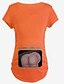 cheap Maternity Tops-Print Ruched T-shirt Street chic Casual / Daily White / Black / Blue / Orange / Cute / Long