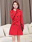 cheap Women&#039;s Coats &amp; Trench Coats-Women&#039;s Daily Basic Plus Size Coat, Solid Colored Brown / Navy Blue / Red XXL / XXXL / 4XL