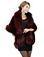 cheap Women&#039;s Fur &amp; Faux Fur Coats-Women&#039;s Daily / Going out Vintage Fall / Winter Regular Cloak / Capes, Solid Colored Hooded 3/4 Length Sleeve Polyester Black / Gray / Wine One-Size