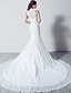 cheap Wedding Dresses-2017 Trumpet / Mermaid Wedding Dress Chapel Train High Neck Lace with Lace / Sash / Ribbon