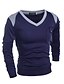 cheap Men&#039;s Sweaters &amp; Cardigans-Men&#039;s Casual / Daily Simple Color Block Long Sleeve Regular Pullover Sweater Jumper, V Neck Spring / Fall Wool Navy Blue / Gray