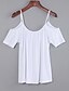 cheap Plus Size Tops-Women&#039;s T shirt Solid Colored Plus Size Off Shoulder Strap Casual / Daily Cut Out Short Sleeve Tops Streetwear White Black Khaki