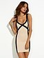 cheap Women&#039;s Dresses-Women&#039;s Party Bodycon Dress - Plaid Criss Cross Deep V Summer Camel M L XL