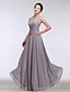 cheap The Wedding Store-A-Line Bridesmaid Dress Halter Neck Sleeveless Open Back Floor Length Chiffon with Side Draping 2022