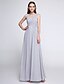 cheap Bridesmaid Dresses-Sheath / Column Bridesmaid Dress V Neck Sleeveless Color Block Ankle Length Chiffon with Criss Cross