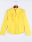 cheap Plus Size Tops-Women&#039;s Shirt Solid Colored Bow Long Sleeve Work Tops Casual Shirt Collar Yellow Pink White