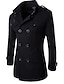 cheap Men&#039;s Outerwear-Men&#039;s Trench Coat Overcoat Long Coat Black Gray Daily Fall Notch lapel collar Slim M L XL XXL / Long Sleeve / Color Block / Winter / Stand Collar / Long Sleeve