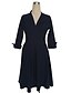 cheap Women&#039;s Dresses-Women&#039;s Navy Blue Green Dress Vintage Street chic Going out Swing Solid Colored Deep V Ruched S M / Cotton