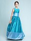 Χαμηλού Κόστους Φορέματα για παρανυφάκια-Πριγκίπισσα / Γραμμή Α Με Κόσμημα Μακρύ Ταφτάς Φόρεμα Νεαρών Παρανύμφων με Ζώνη / Κορδέλα / Που καλύπτει
