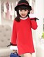 baratos Vestidos-Infantil Para Meninas Vestido Manga Longa Retalhos Vermelho Rosa claro Cinzento Algodão Crianças Blusas Outono Primavera Laço Diário 6-12 Y