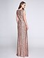 cheap Bridesmaid Dresses-Sheath / Column Scoop Neck Floor Length Sequined Bridesmaid Dress with Sequin by LAN TING BRIDE® / Sparkle &amp; Shine