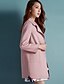 billige Kåper og trenchcoats-Ull Polyester Blå Rosa Rød Brun Medium Langermet,Hakkjakkeslag Trenchcoat Ensfarget Gatemote Ut på byen-Høst Vinter Dame