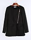 olcso Női kabátok és ballonkabátok-Női Alap Szokványos Kabát, Egyszínű Hosszú ujj Fekete / Szürke