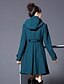 voordelige Damesjassen &amp; trenchcoats-Dames Winkelen / Dagelijks gebruik / Werk Kleding Vintage Herfst Lang Jas, Effen Capuchon Lange mouw Polyester / Overige / Polystyreen Zwart / Fuchsia / Groen