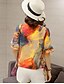 cheap Women&#039;s Tops-Women&#039;s Casual/Daily Sexy Summer / Fall Blouse,Print Round Neck Short Sleeve Orange Polyester Medium