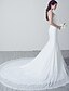 cheap Wedding Dresses-2017 Trumpet / Mermaid Wedding Dress Chapel Train High Neck Lace with Lace / Sash / Ribbon