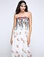 cheap Women&#039;s Dresses-Women&#039;s Swing Dress Sleeveless Floral Backless Summer Strapless Boho Beach White Black / Maxi