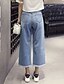 billige Bukser til kvinner-Kvinner Enkel Jeans / Bred Bukseben Bukser Bomull Uelastisk