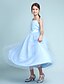 cheap Junior Bridesmaid Dresses-Ball Gown Straps Knee Length Satin / Tulle Junior Bridesmaid Dress with Sash / Ribbon / Beading / Ruffles