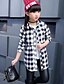 Недорогие Верхняя одежда-Девочки Шахматка На каждый день В клетку Рубашка Блуза Черный