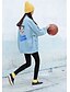 baratos Casacos de mulher-Feminino Jaquetas Jeans Casual Moda de Rua Outono,Estampado Azul Algodão Colarinho Chinês Manga Longa Média