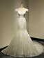 cheap Wedding Dresses-Mermaid / Trumpet V Neck Court Train Lace Made-To-Measure Wedding Dresses with Crystal / Beading / Pearl by