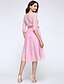 cheap Women&#039;s Dresses-Women&#039;s Lace Beach Loose Sheath Skater Dress - Solid Colored Bow Mesh Boat Neck Summer Pink M L XL