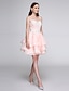 cheap Prom Dresses-A-Line Holiday Homecoming Cocktail Party Dress Sweetheart Neckline Sleeveless Short / Mini Organza with Beading Appliques  / Prom