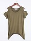 cheap Plus Size Tops-Women&#039;s T shirt Solid Colored Plus Size Round Neck Off Shoulder Daily Weekend Tassel Fringe Short Sleeve Loose Tops Tassel Wine Black Army Green / Sexy