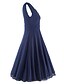 levne Vintage šaty-Dámské Vintage Bavlna Pouzdro Šaty - Jednobarevné, Plisé Délka ke kolenům Hluboké V Modrá