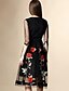 cheap Women&#039;s Dresses-Boutique S Women&#039;s Going out Street chic Swing Dress,Embroidered Round Neck Midi ½ Length Sleeve Black Polyester Summer