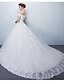 cheap Wedding Dresses-Ball Gown Wedding Dresses Off Shoulder Cathedral Train Lace Over Tulle Cap Sleeve Glamorous Illusion Detail with Appliques Ruffle 2021