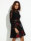 cheap Women&#039;s Dresses-Women&#039;s Street chic A Line Dress - Floral Lace / Flower Stand Spring Black M L XL