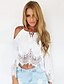cheap Women&#039;s T-shirts-Women&#039;s Going out Weekend Plus Size Loose T-shirt - Solid Colored Lace White / Summer / Embroidery / Sexy