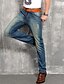 abordables Pantalones y bermudas de hombre-Hombre Casual Algodón Vaqueros Pantalones - Un Color Azul 34