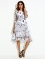 cheap Plus Size Dresses-Women&#039;s A-Line Dress Long Sleeve Floral Pleated Spring Streetwear Gray S M L XL XXL 3XL