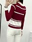 billige damesweaters-Dame Simpel Casual/hverdag Normal Pullover Stribet / Farveblok,Rød Rund hals Langærmet Bomuld Forår Medium Mikroelastisk