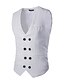 billige Trenchcoat til mænd-Herre Arbejde Plusstørrelser Normal Blazer, Ensfarvet Uden ærmer Bomuld / Spandex Hvid / Sort M / L / XL