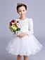 cheap Flower Girl Dresses-A-line Knee-length Flower Girl Dress - Cotton Lace Tulle Jewel with Beading Bow(s) Flower(s)