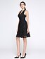 cheap Cocktail Dresses-A-Line Fit &amp; Flare Little Black Dress Cute Holiday Homecoming Cocktail Party Dress Halter Neck Sleeveless Knee Length Chiffon Lace with Lace 2021 / Prom